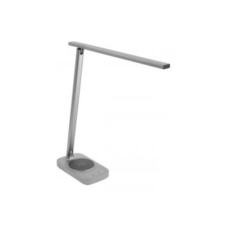 Lampka biurkowa LED Bressi z ładowarką indukcyjną i gniazdem USB 8W szara GTV LB-BRE8W-15-DEC