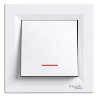 Włącznik światła pojedynczy podświetlany biały, Asfora, Schneider Electric, EPH1400121