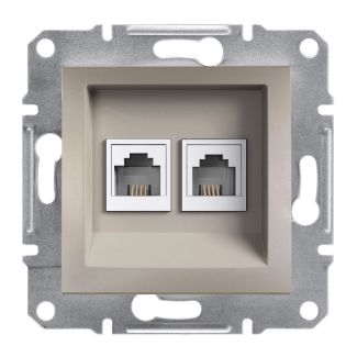 Gniazdo telefoniczne podwójne RJ12 brązowe, Asfora, Schneider Electric, EPH4200169