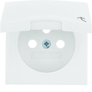 Plakietka gniazda elektrycznego pojedynczego z klapką biała B.Kwadrat/B.3/B.7 Berker 3965898999